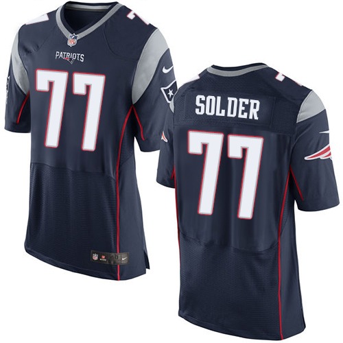 Men's Elite Nate Solder Nike Jersey Navy Blue Home - #77 NFL New England Patriots